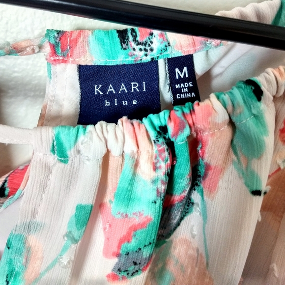 Kaari Blue Light Pink Floral Ruffle Lace Blouse - Picture 6 of 6